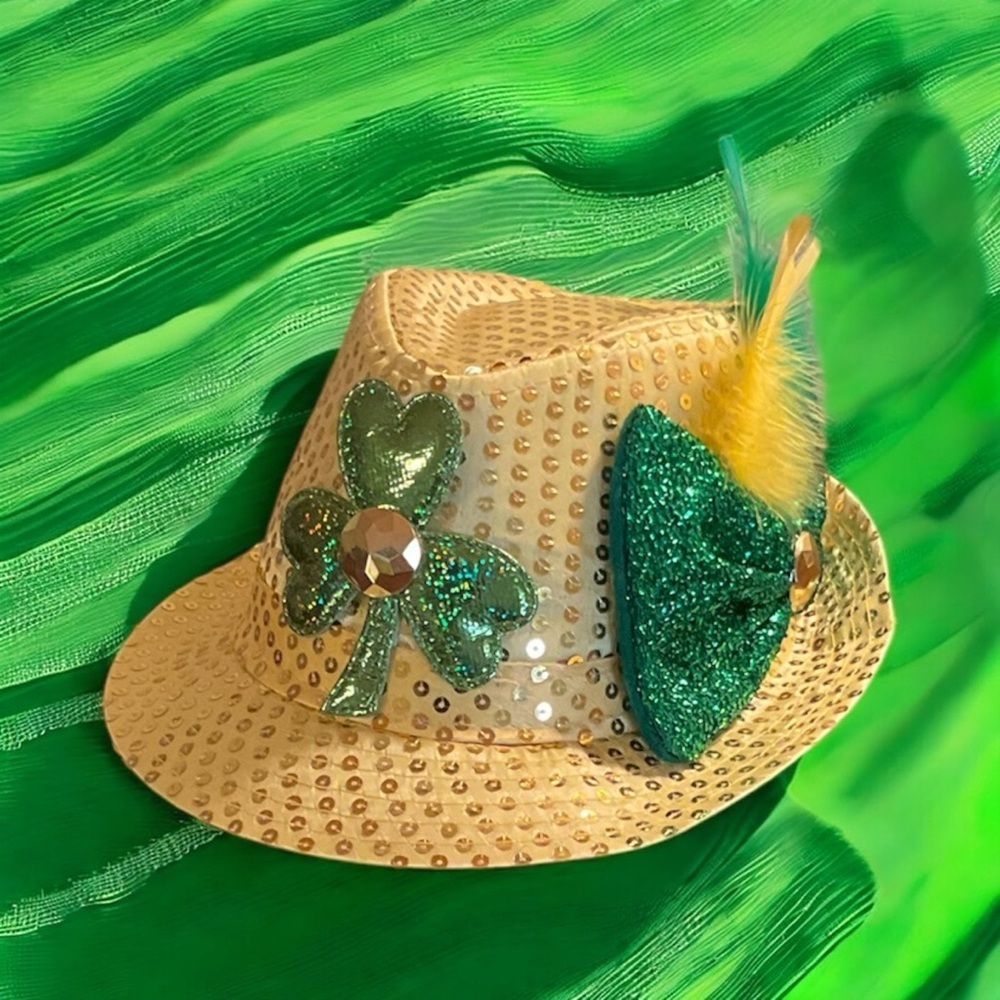 St. Patrick’s Day Gold Sequined Fedora Hat